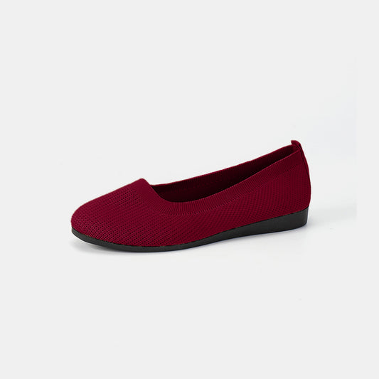 Round Toe Knit Ballet Flats - House of Binx