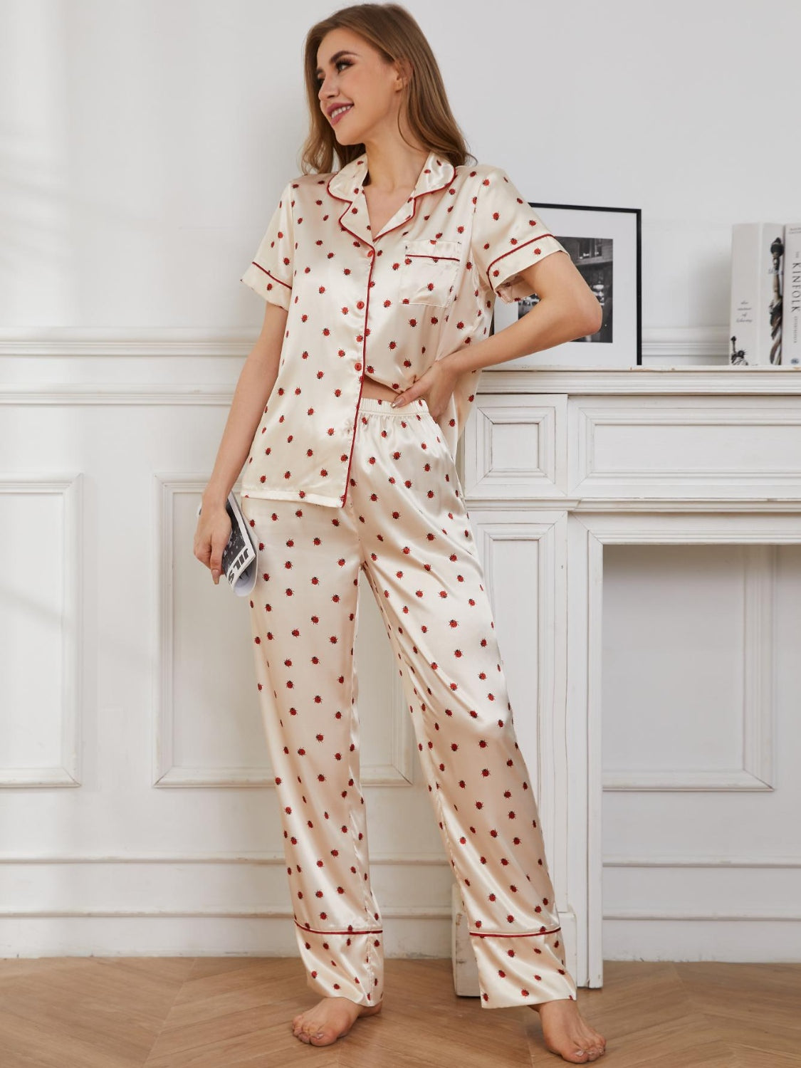 Contrast Piping Pocketed Top and Pants Lounge Set - House of Binx