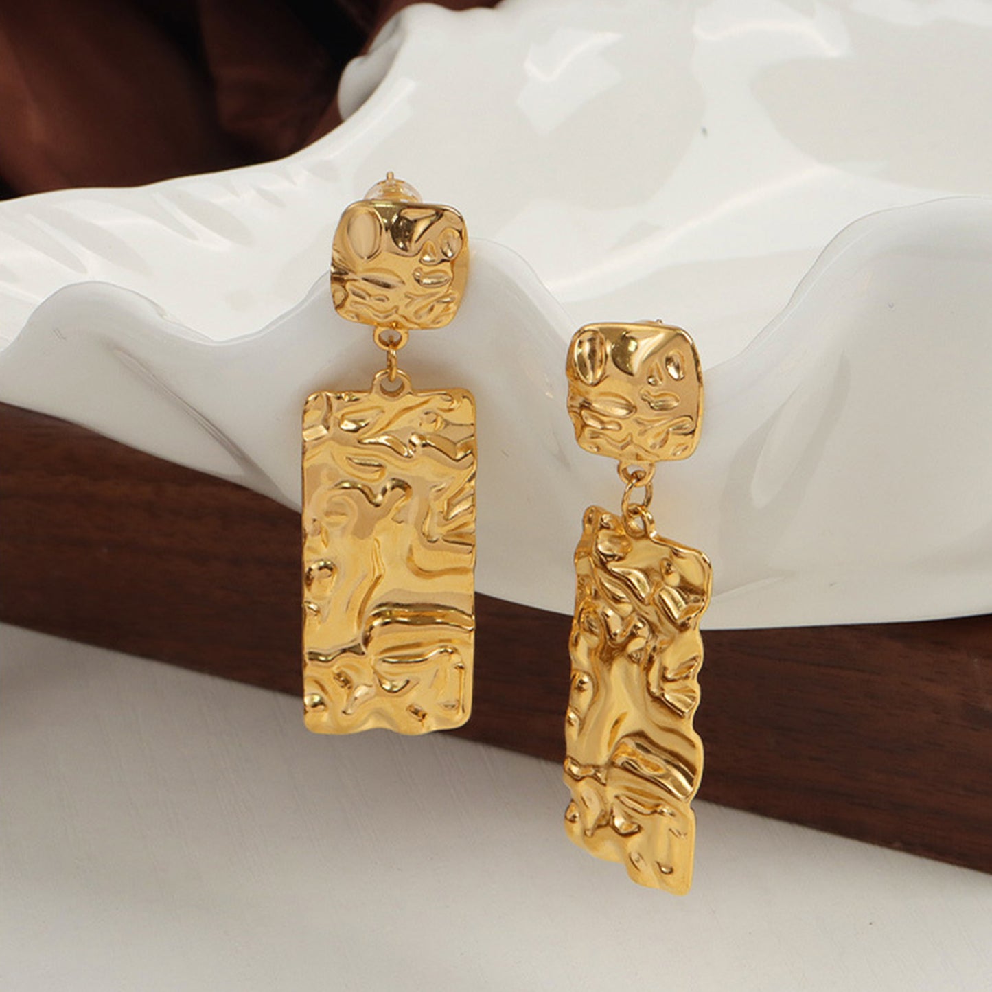 Titanium Steel Textured Geometric Earrings - House of Binx