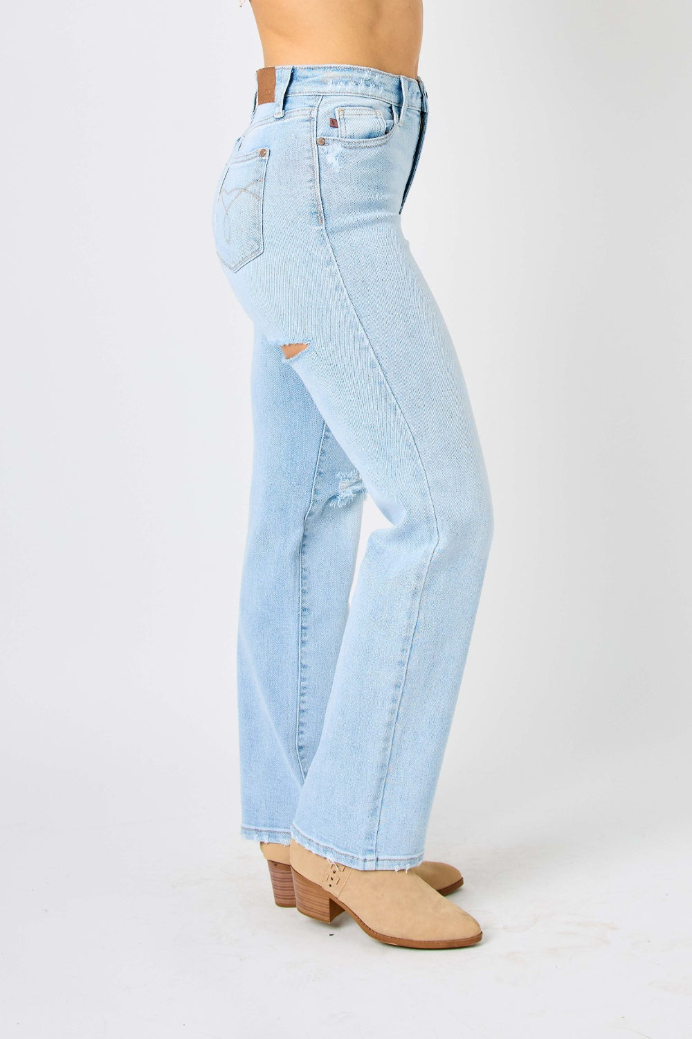 Judy Blue Full Size High Waist Distressed Straight Jeans - House of Binx