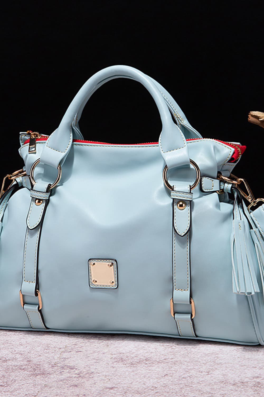 PU Leather Handbag with Tassels - House of Binx