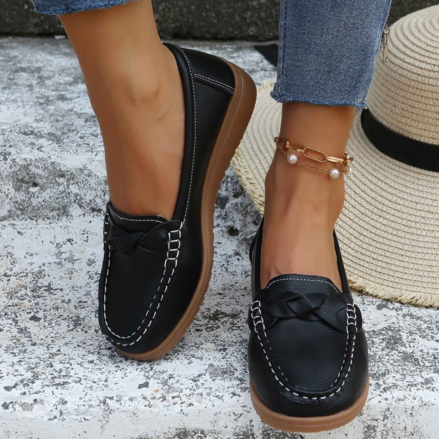 Weave Wedge Heeled Loafers - House of Binx