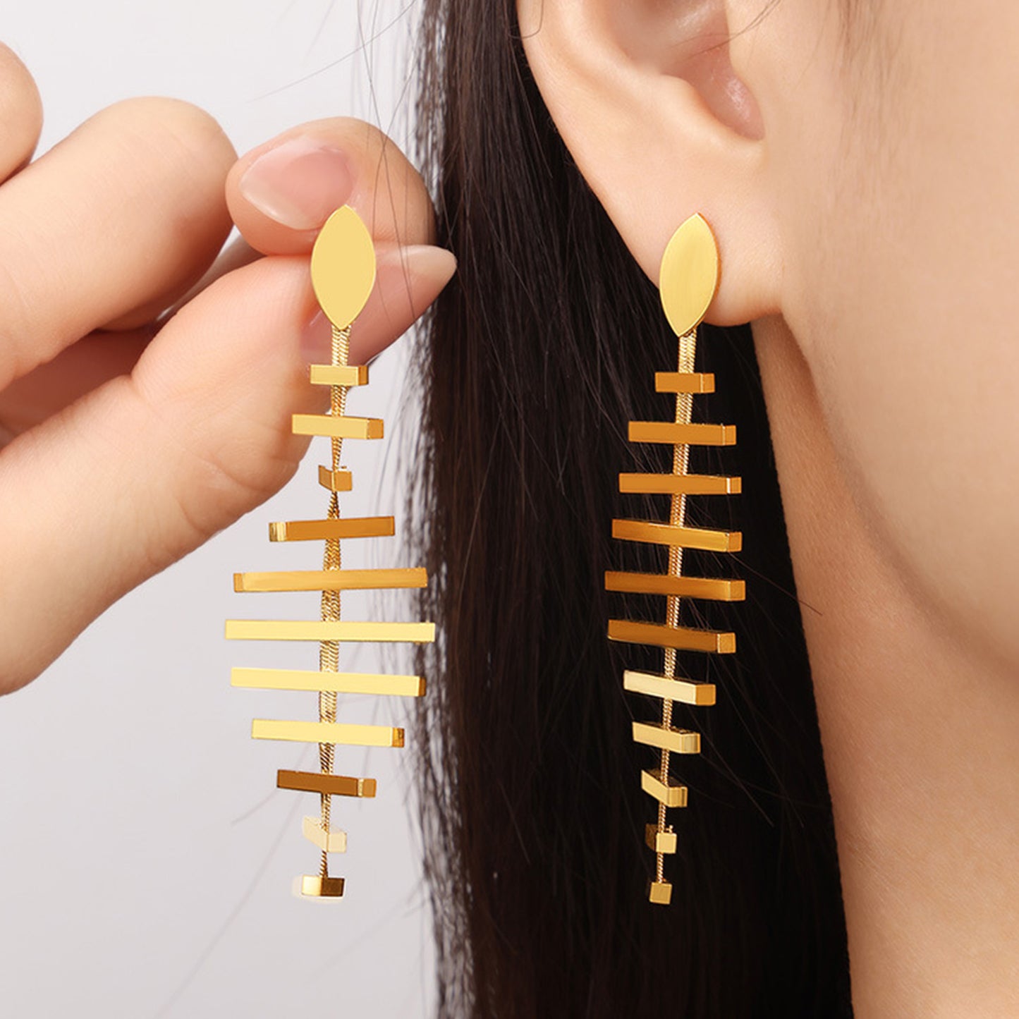 Titanium Steel Fishbone Shape Earrings - House of Binx