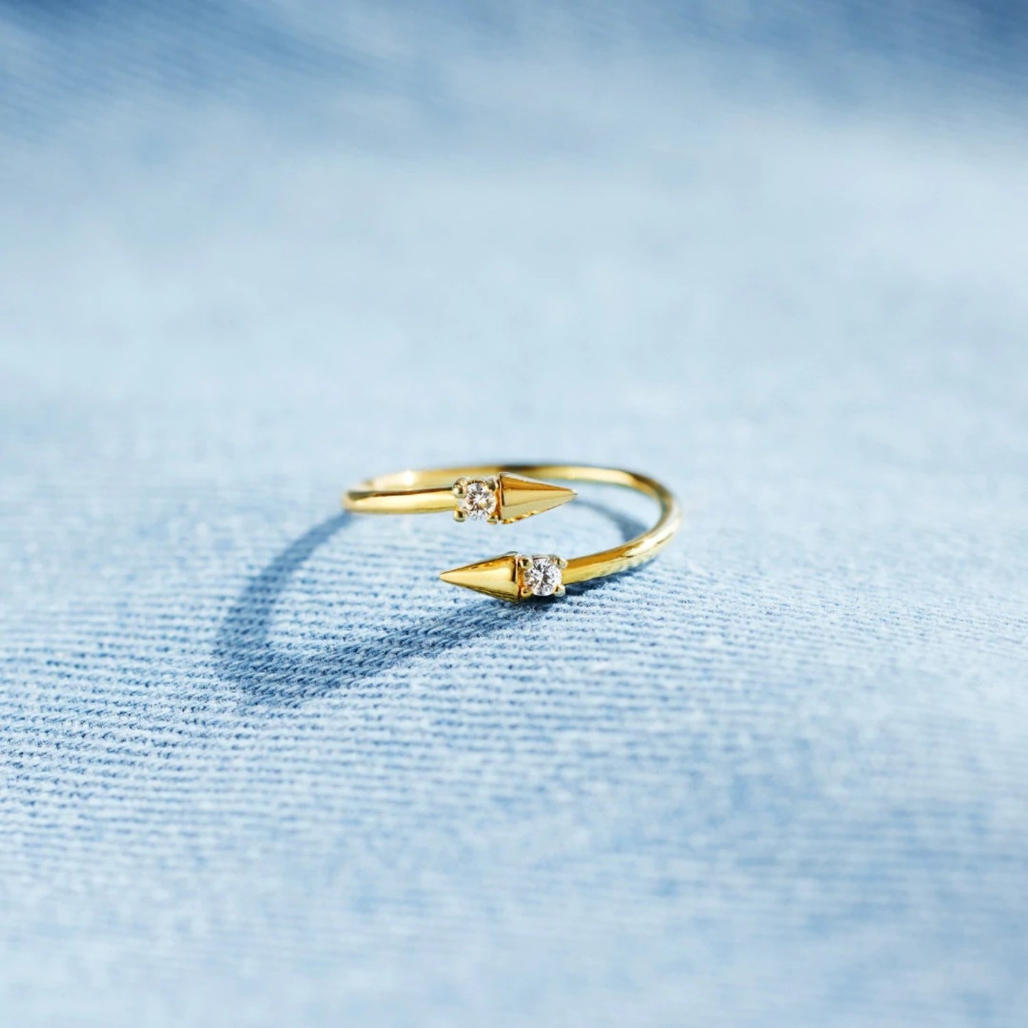 925 Sterling Silver Inlaid Zircon Bypass Ring - House of Binx