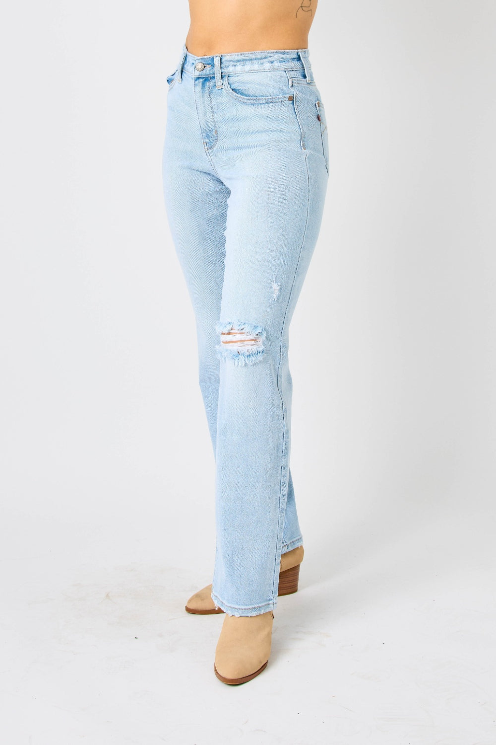 Judy Blue Full Size High Waist Distressed Straight Jeans - House of Binx