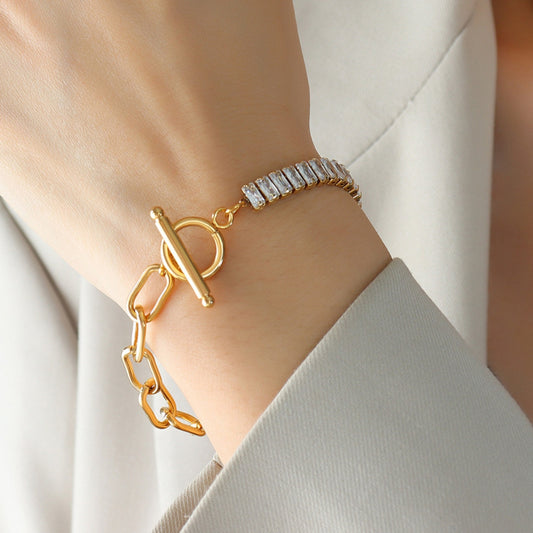 Zircon Titanium Steel Closure Bracelet - House of Binx