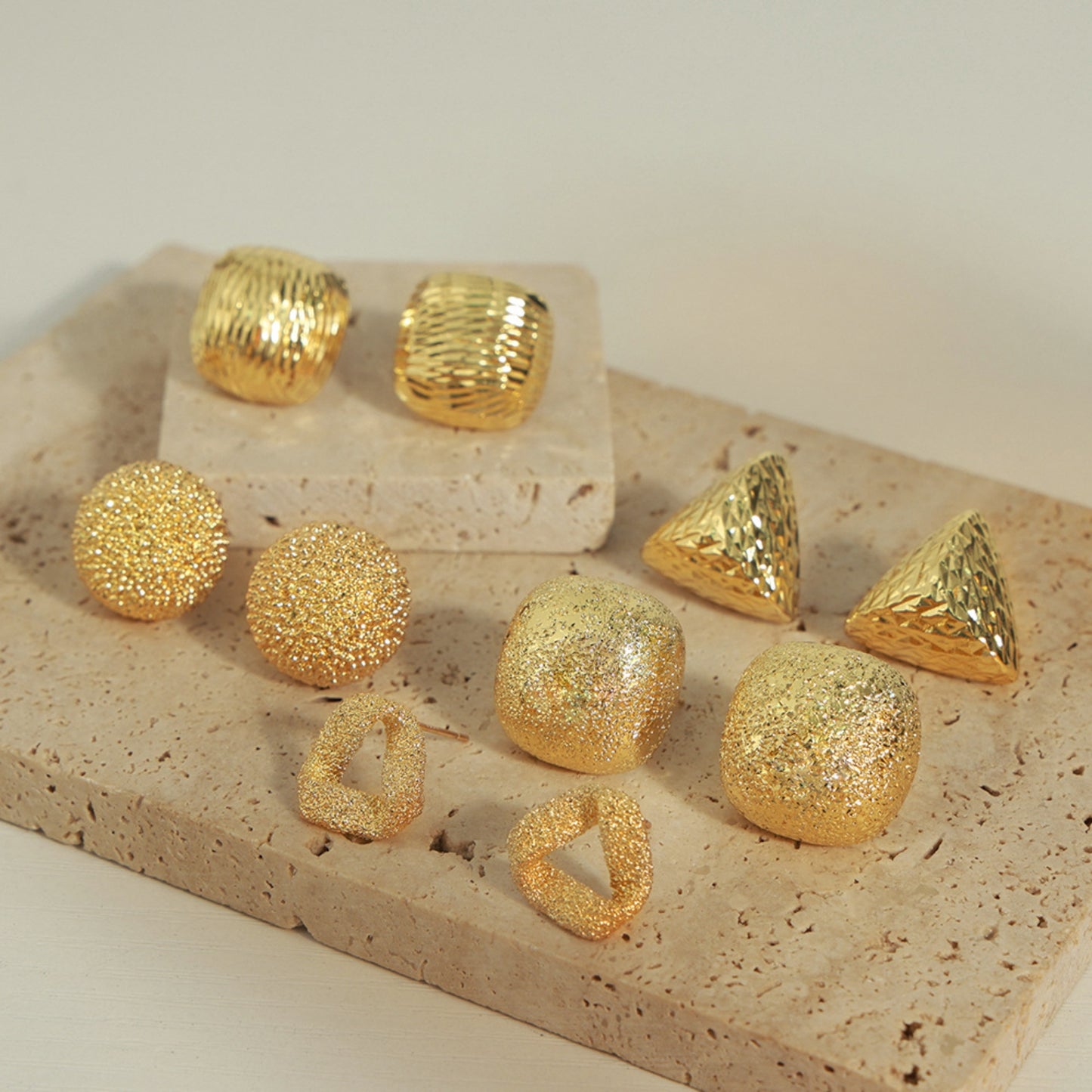Gold-Plated Geometric Stud Earrings - House of Binx