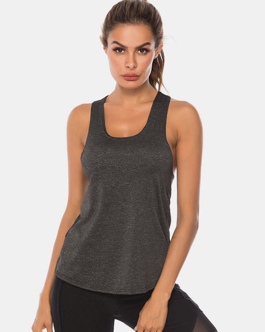 Full Size Scoop Neck Wide Strap Active Tank - House of Binx