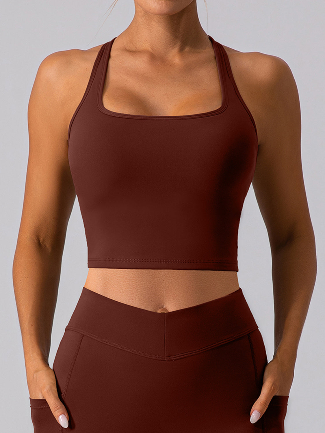 Square Neck Racerback Cropped Tank - House of Binx