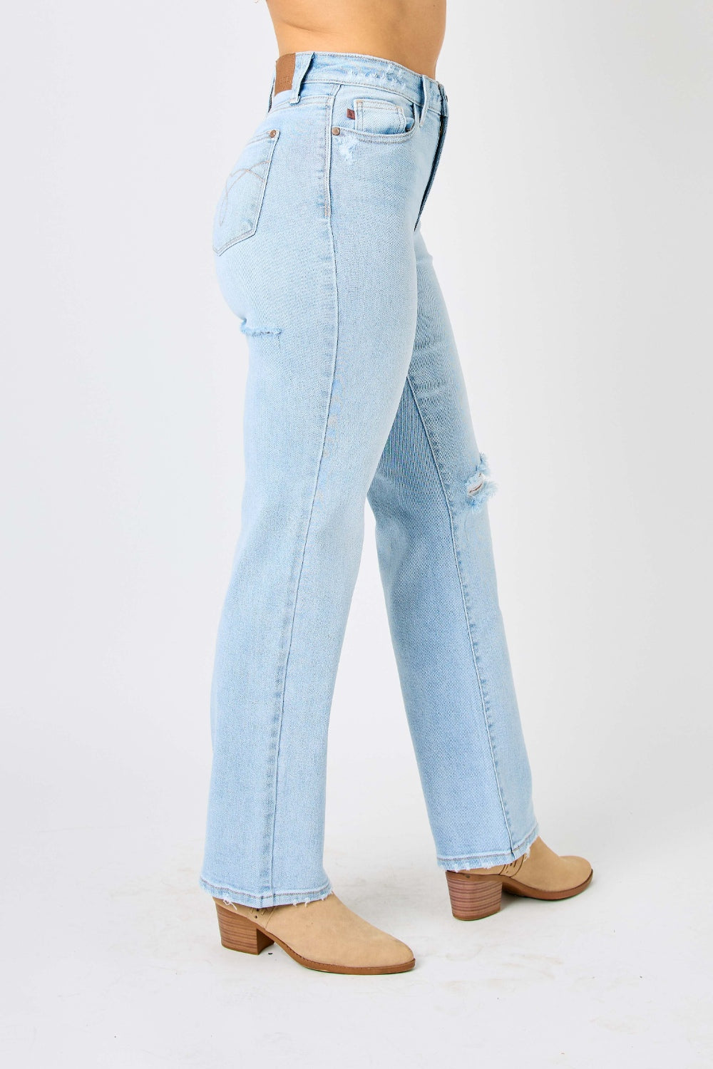 Judy Blue Full Size High Waist Distressed Straight Jeans - House of Binx