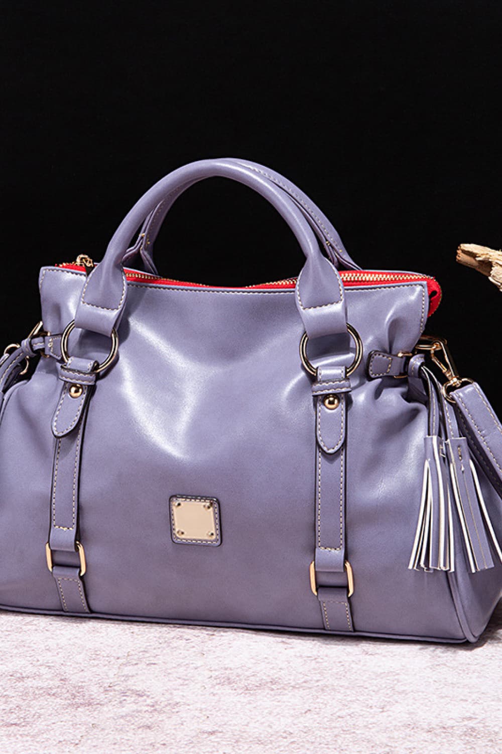 PU Leather Handbag with Tassels - House of Binx