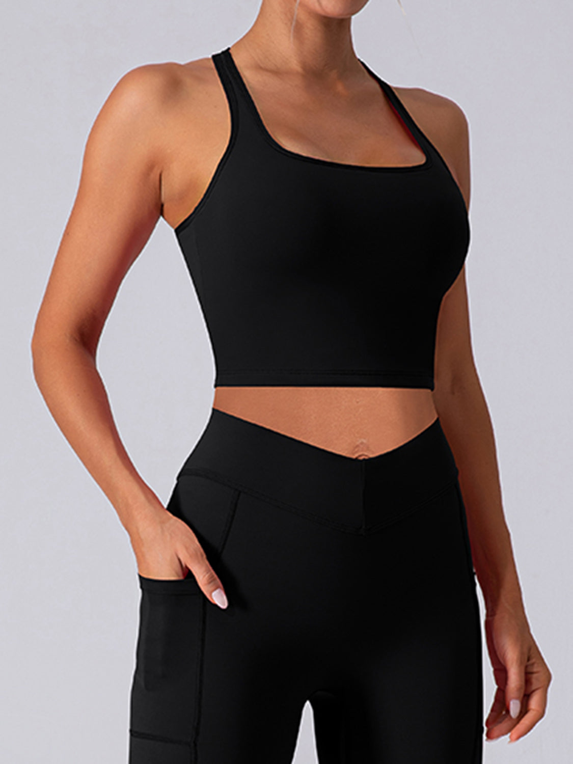 Square Neck Racerback Cropped Tank - House of Binx