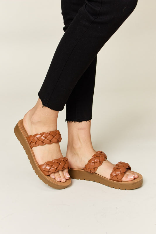 WILD DIVA Woven Dual Band Platform Sandals - House of Binx