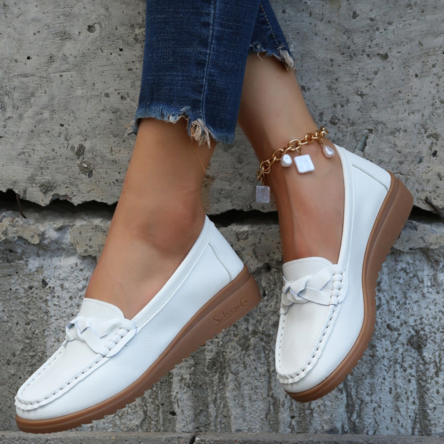 Weave Wedge Heeled Loafers - House of Binx