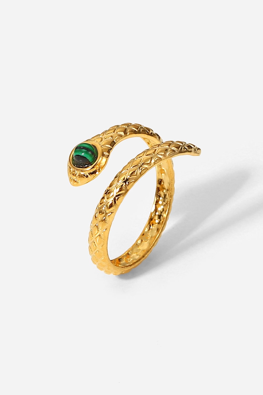 Snake Charmer Malachite Snake-Shaped Bypass Ring - House of Binx