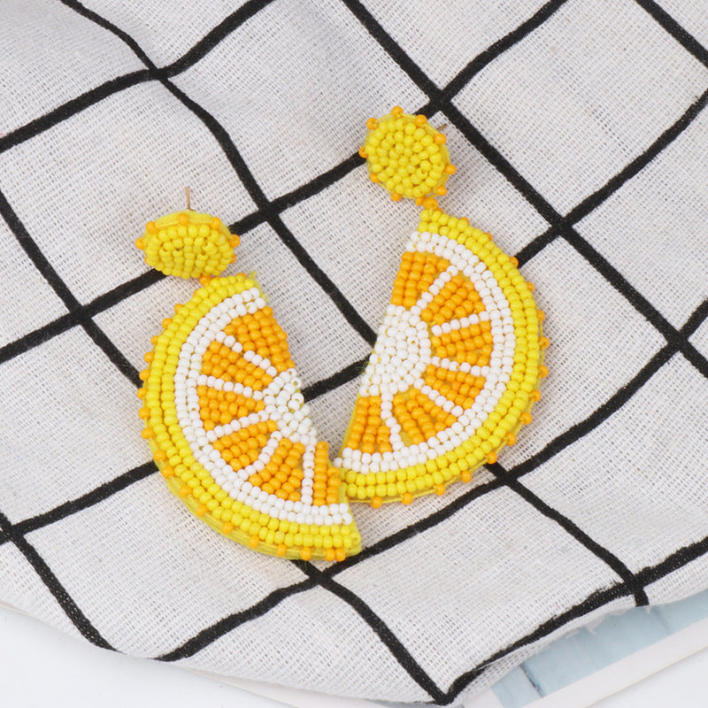 Alloy Beaded Orange Shape Earrings - House of Binx