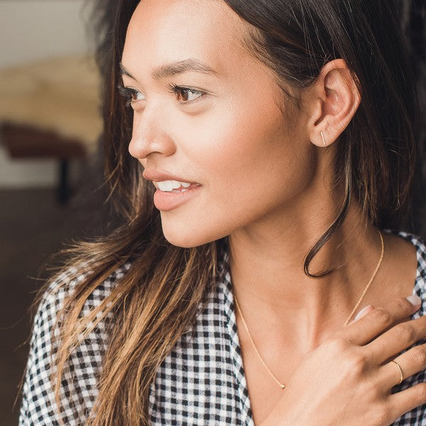 Skinny Midi Crystal Bar Earrings - House of Binx