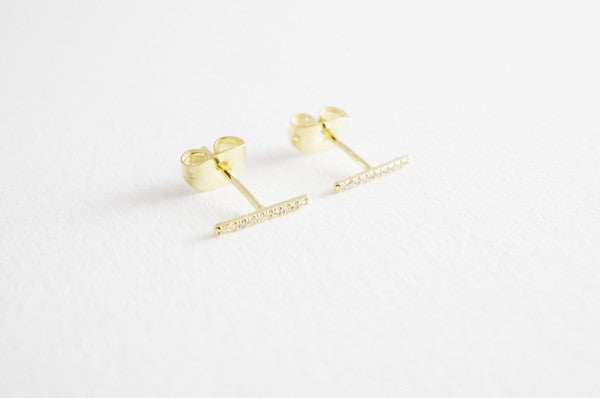 Skinny Midi Crystal Bar Earrings - House of Binx