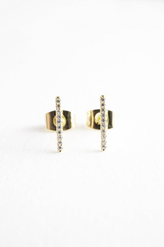 Skinny Midi Crystal Bar Earrings - House of Binx