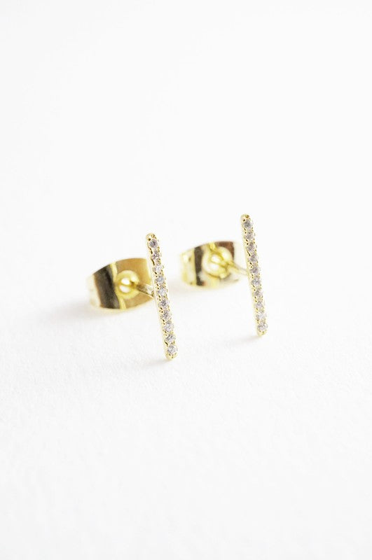 Skinny Midi Crystal Bar Earrings - House of Binx
