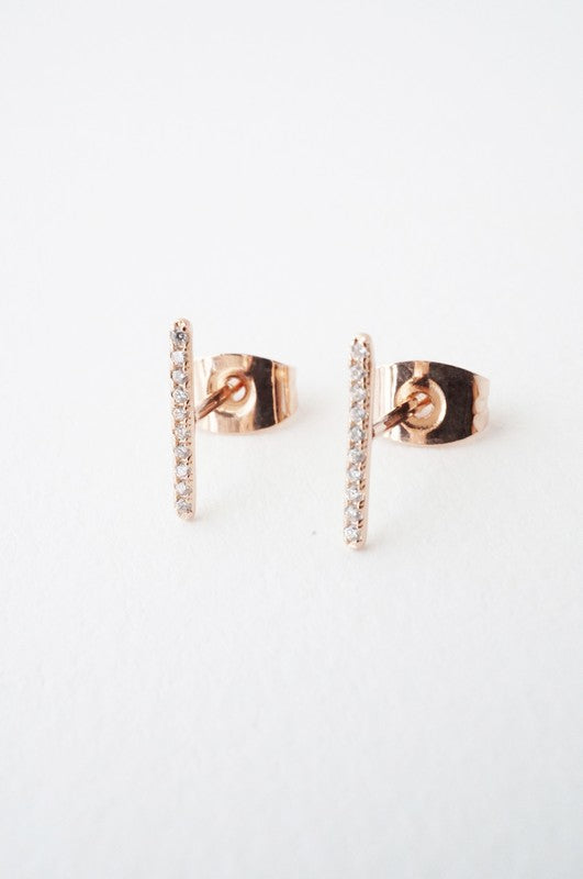 Skinny Midi Crystal Bar Earrings - House of Binx