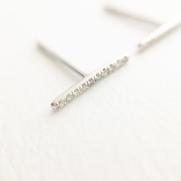 Skinny Midi Crystal Bar Earrings - House of Binx