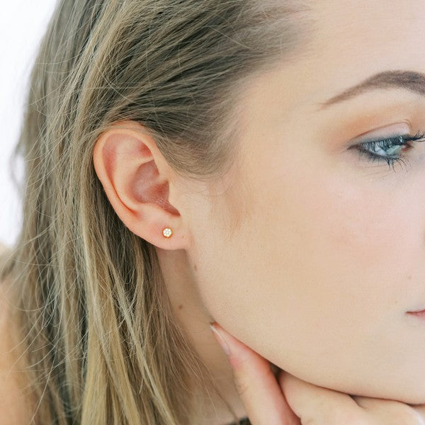 Mini Circle Crystal Stud Earrings - House of Binx
