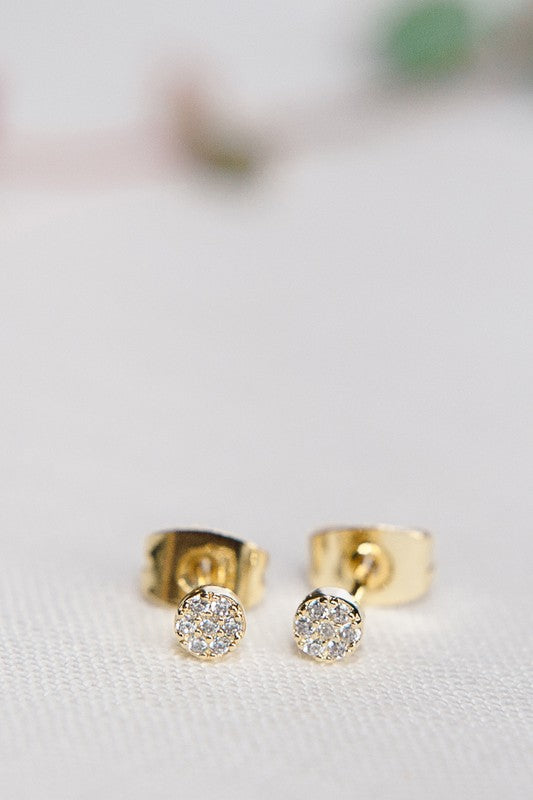 Mini Circle Crystal Stud Earrings - House of Binx