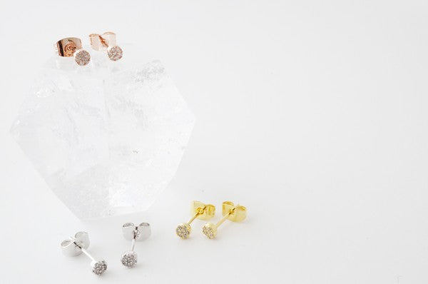 Mini Circle Crystal Stud Earrings - House of Binx