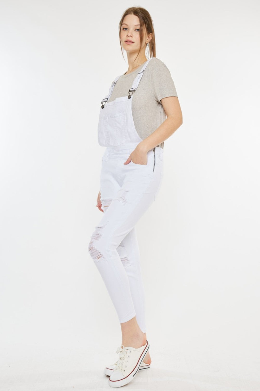 Kancan Distressed Skinny Denim Overalls - House of Binx