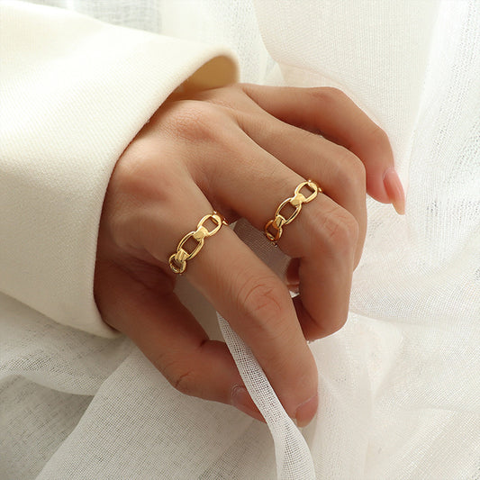 Titanium Steel Gold-Plated Adjustable Ring - House of Binx