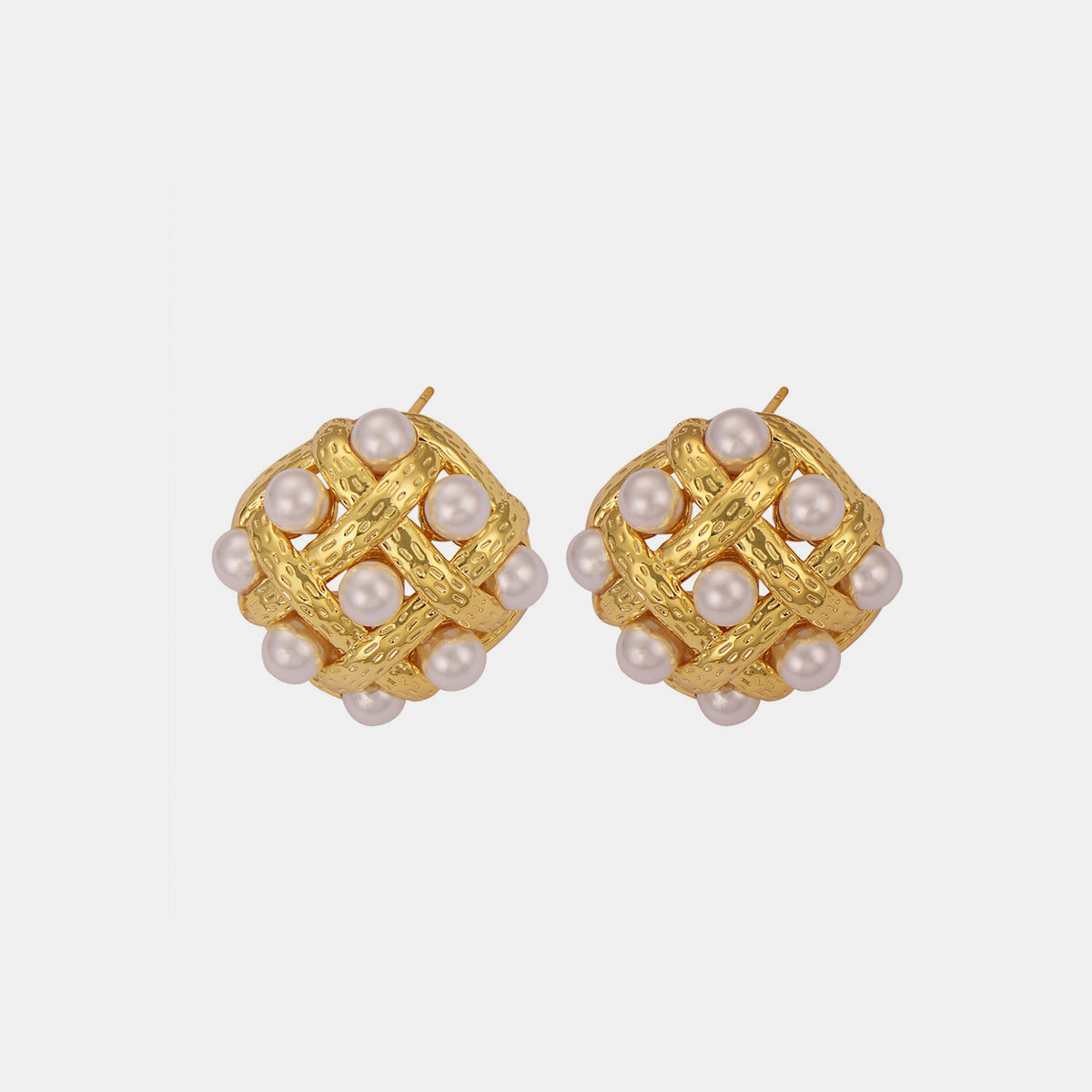Copper Shell Pearl Stud Earrings - House of Binx