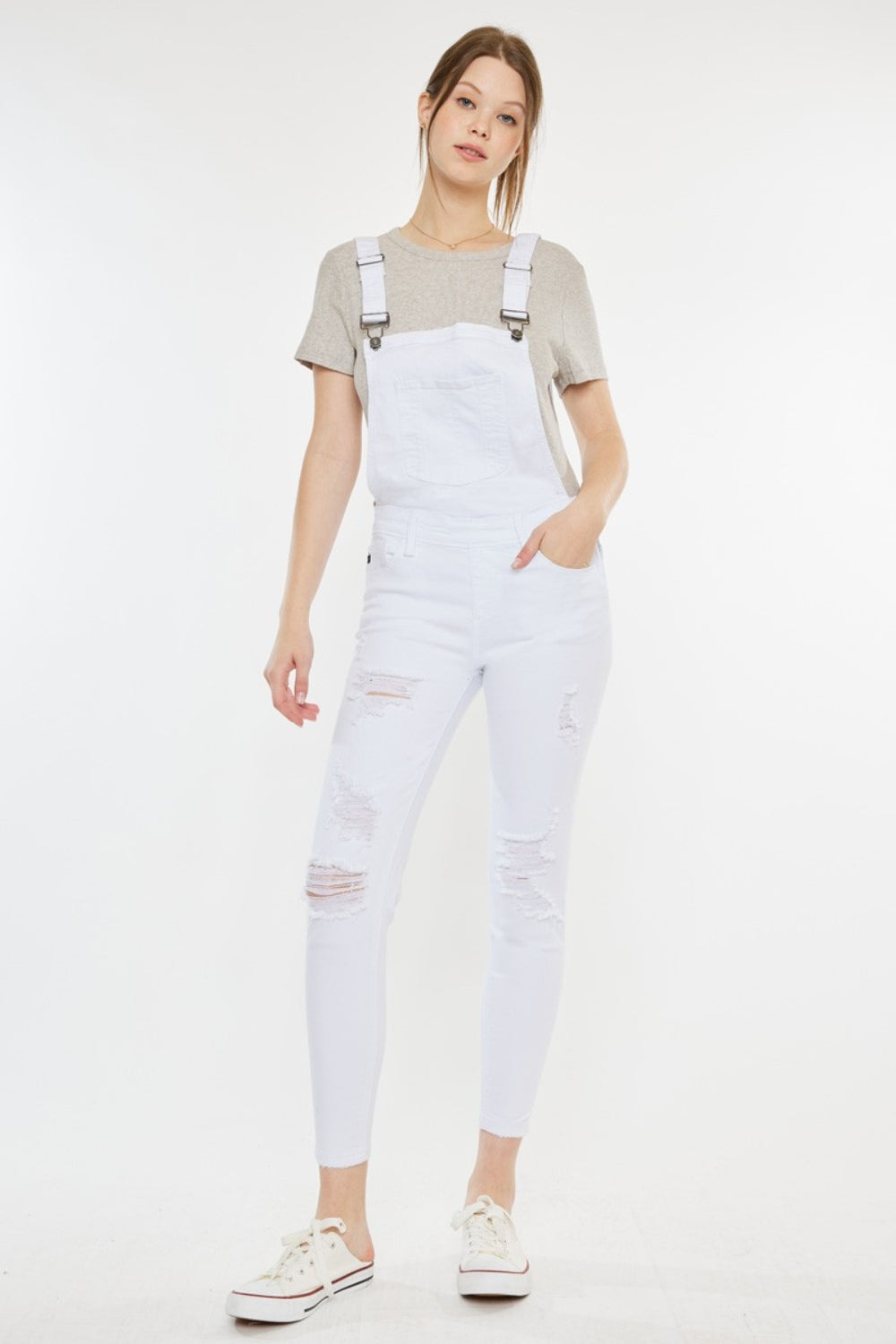 Kancan Distressed Skinny Denim Overalls - House of Binx