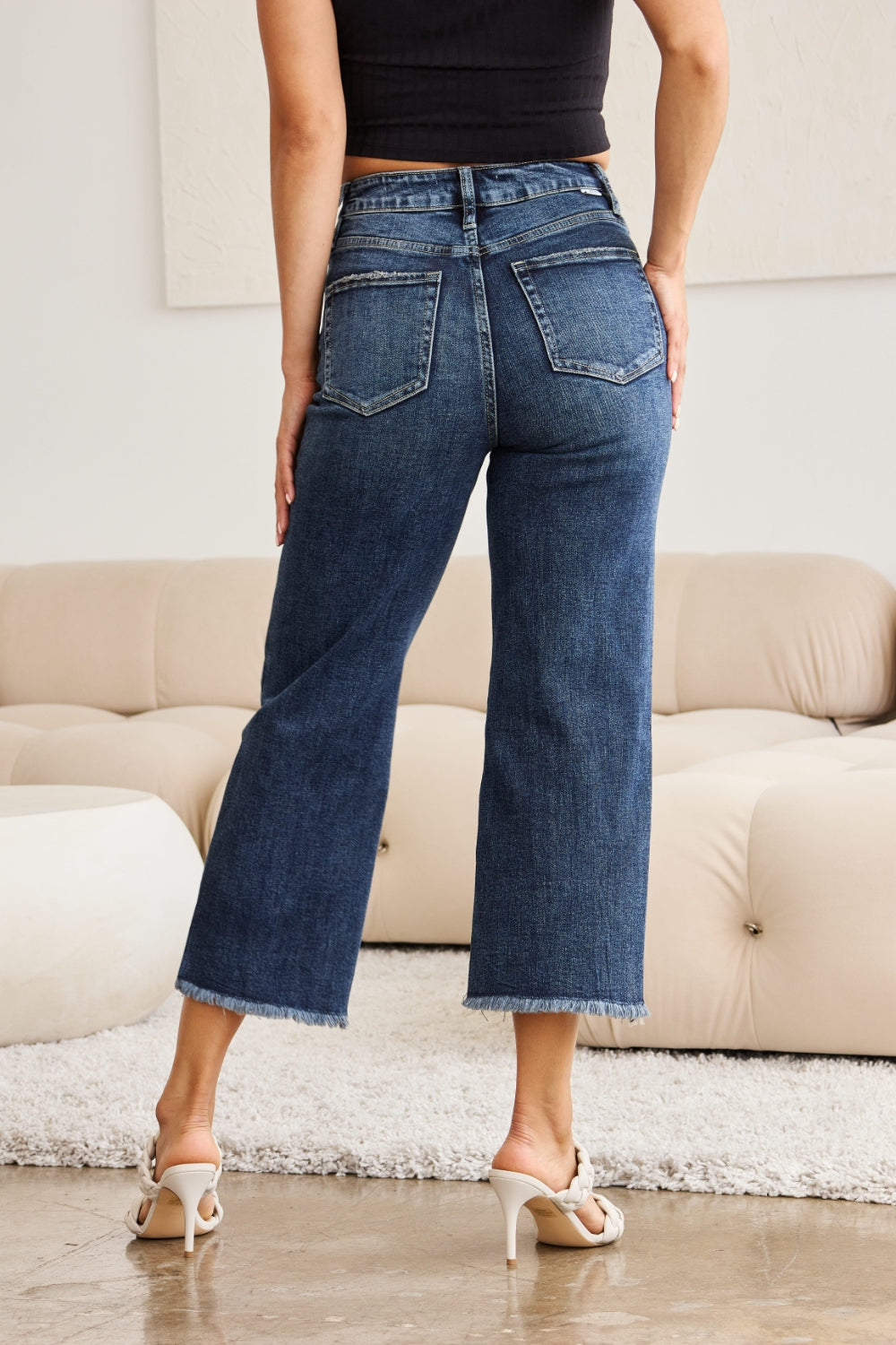 RFM Full Size Tummy Control High Waist Raw Hem Jeans - House of Binx