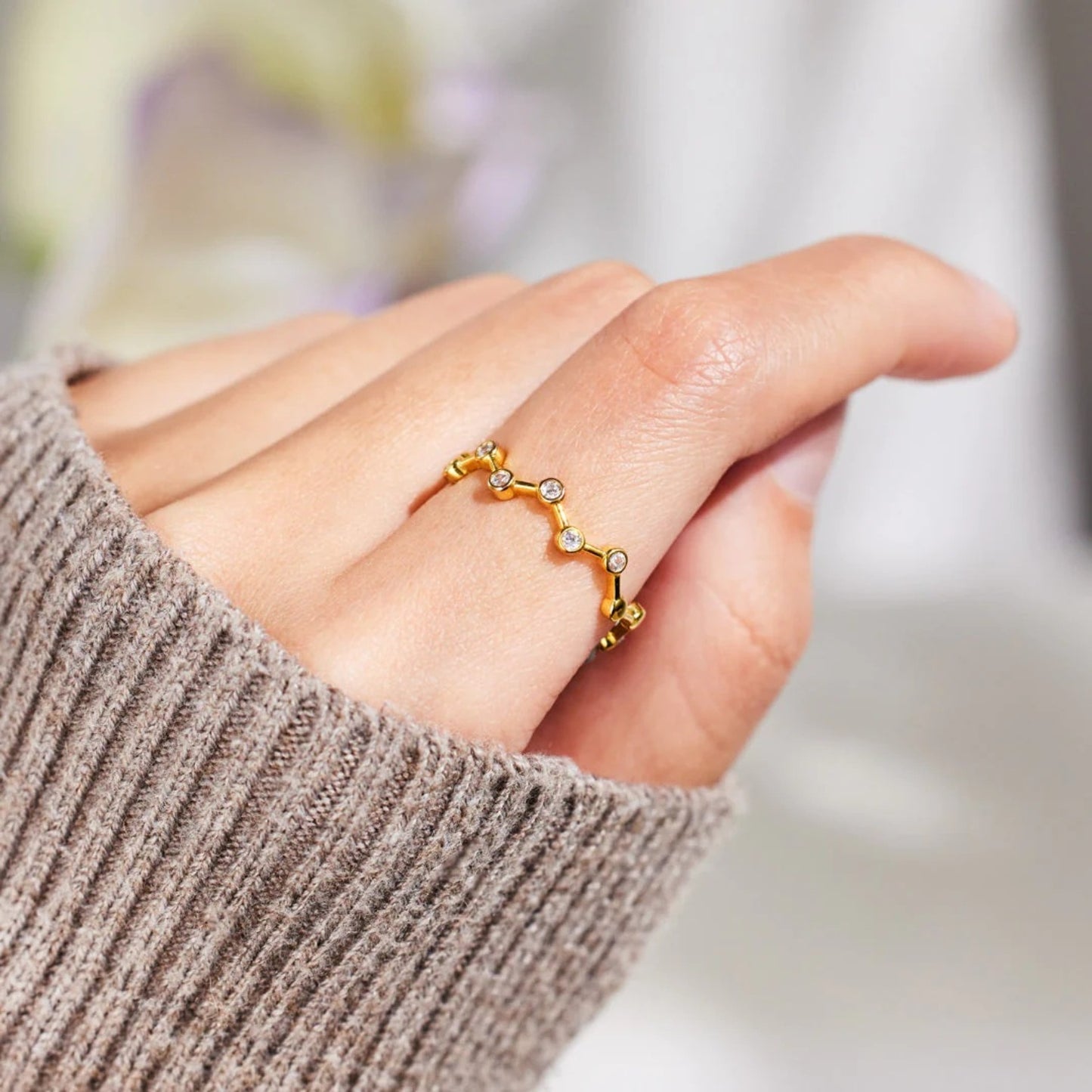 18K Gold-Plated 925 Sterling Silver Zircon Ring - House of Binx