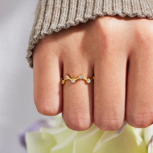 18K Gold-Plated 925 Sterling Silver Zircon Ring - House of Binx