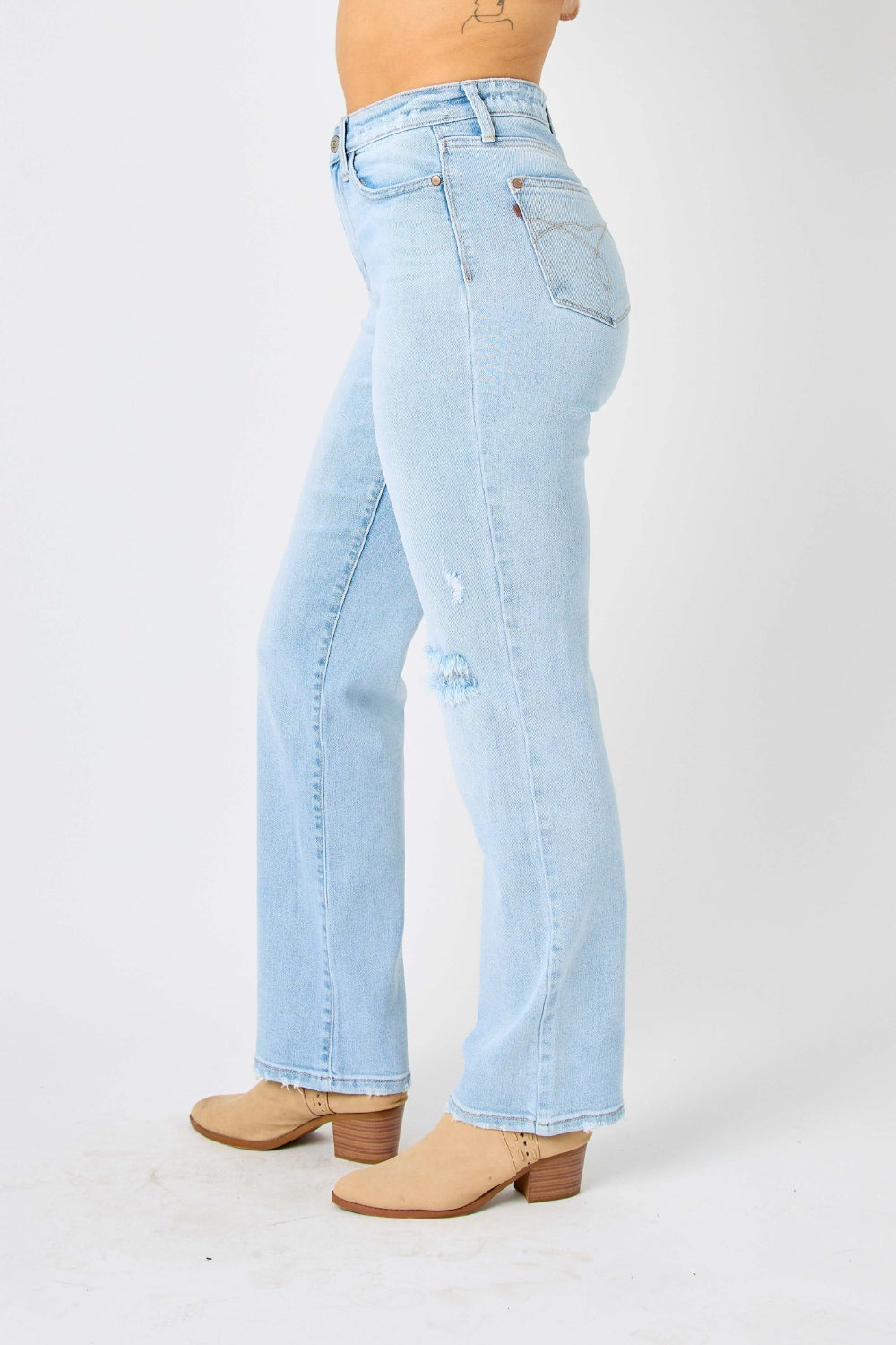 Judy Blue Full Size High Waist Distressed Straight Jeans - House of Binx
