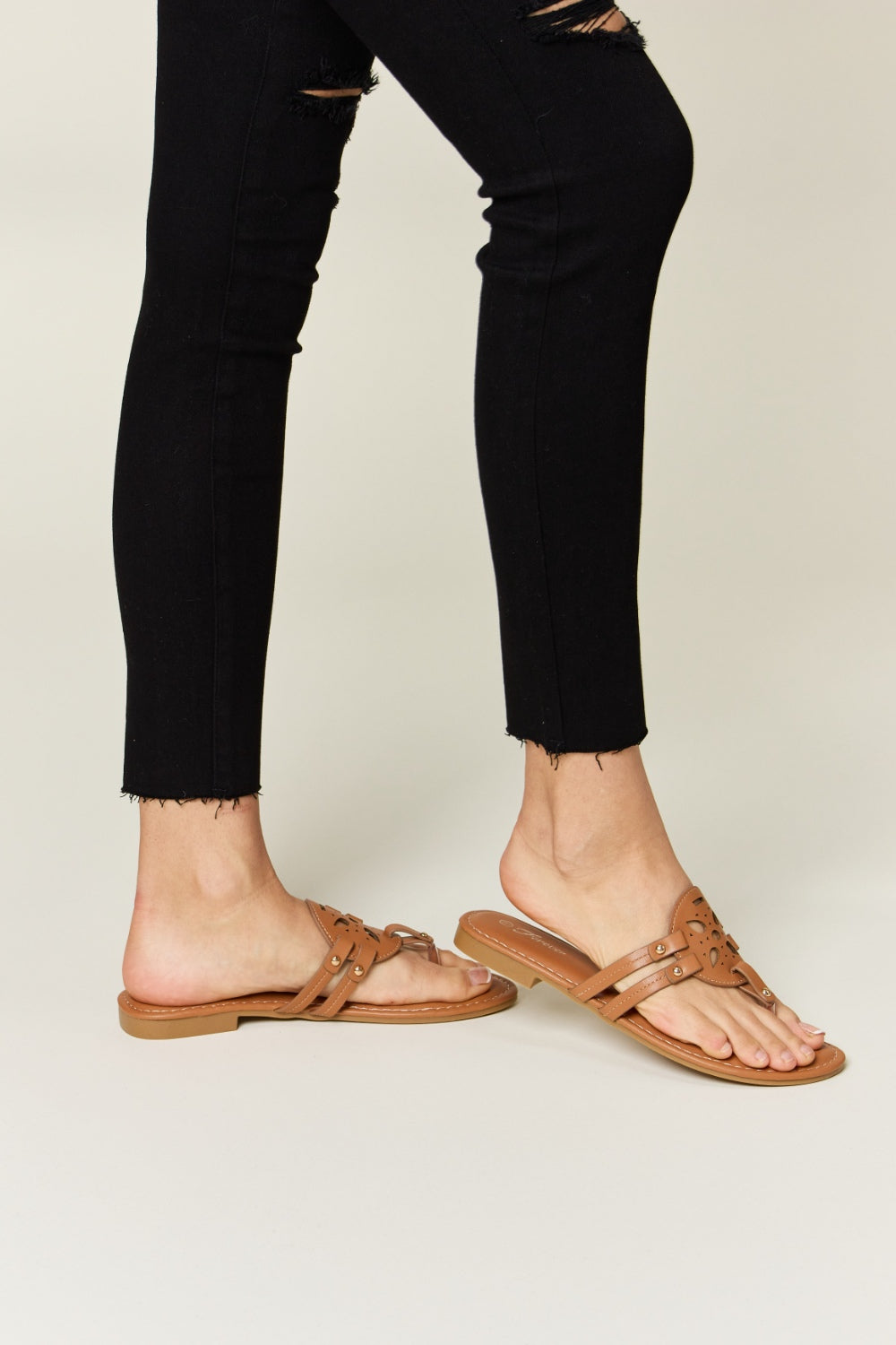 Forever Link Cutout PU Leather Open Toe Sandals - House of Binx