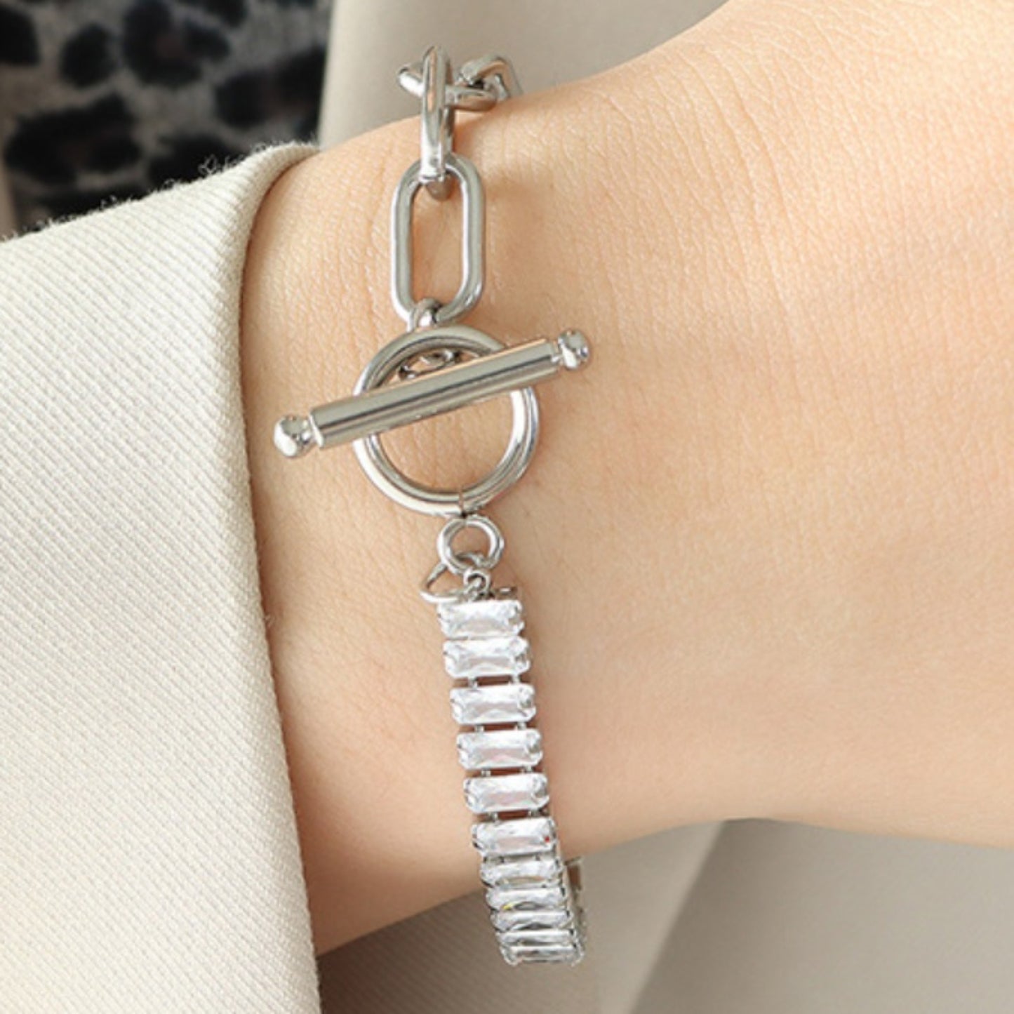 Zircon Titanium Steel Closure Bracelet - House of Binx