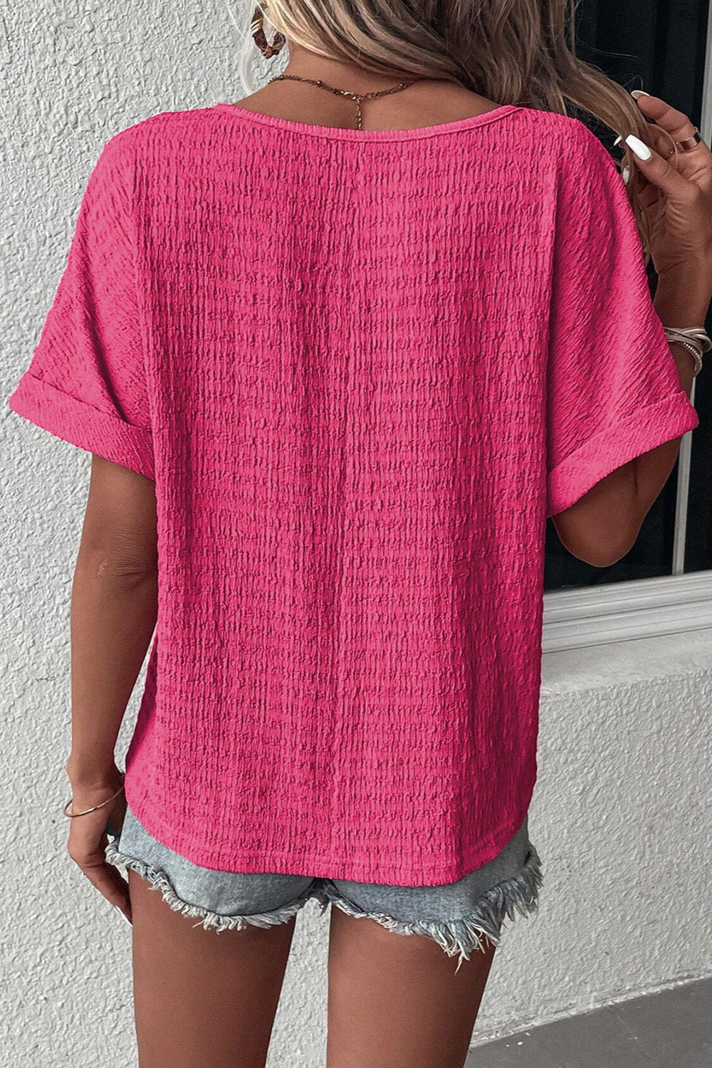 V-Neck Short Sleeve Blouse - House of Binx