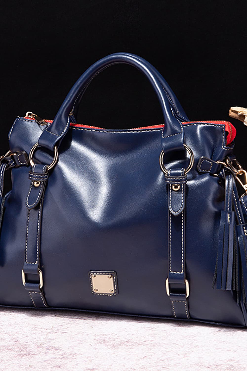 PU Leather Handbag with Tassels - House of Binx