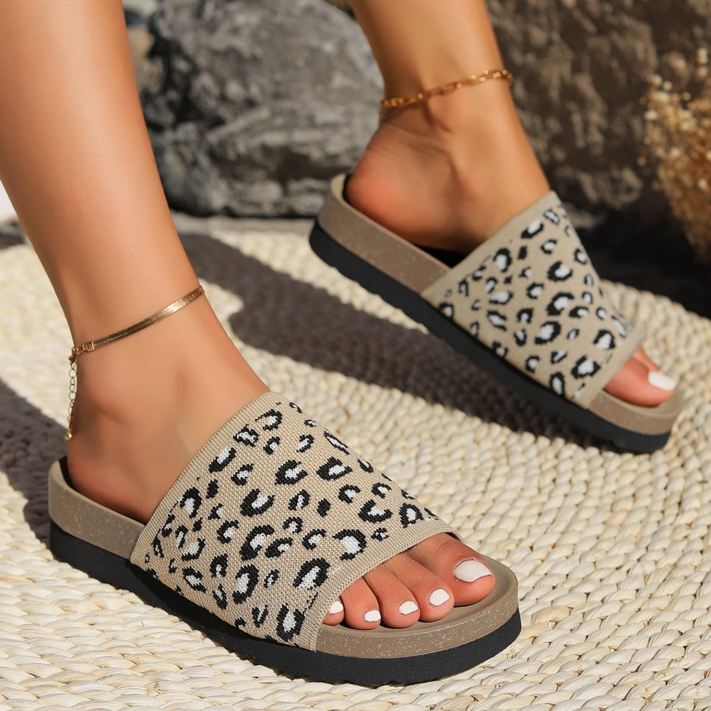 Leopard Open Toe Sandals - House of Binx