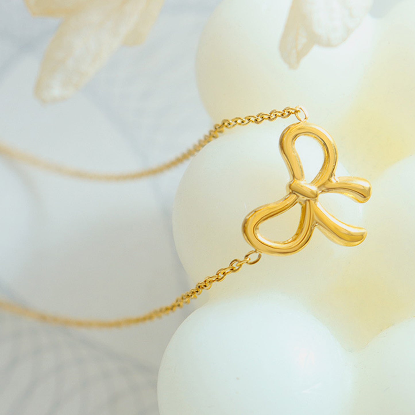 Gold-Plated Titanium Steel Bow Pendant Necklace - House of Binx