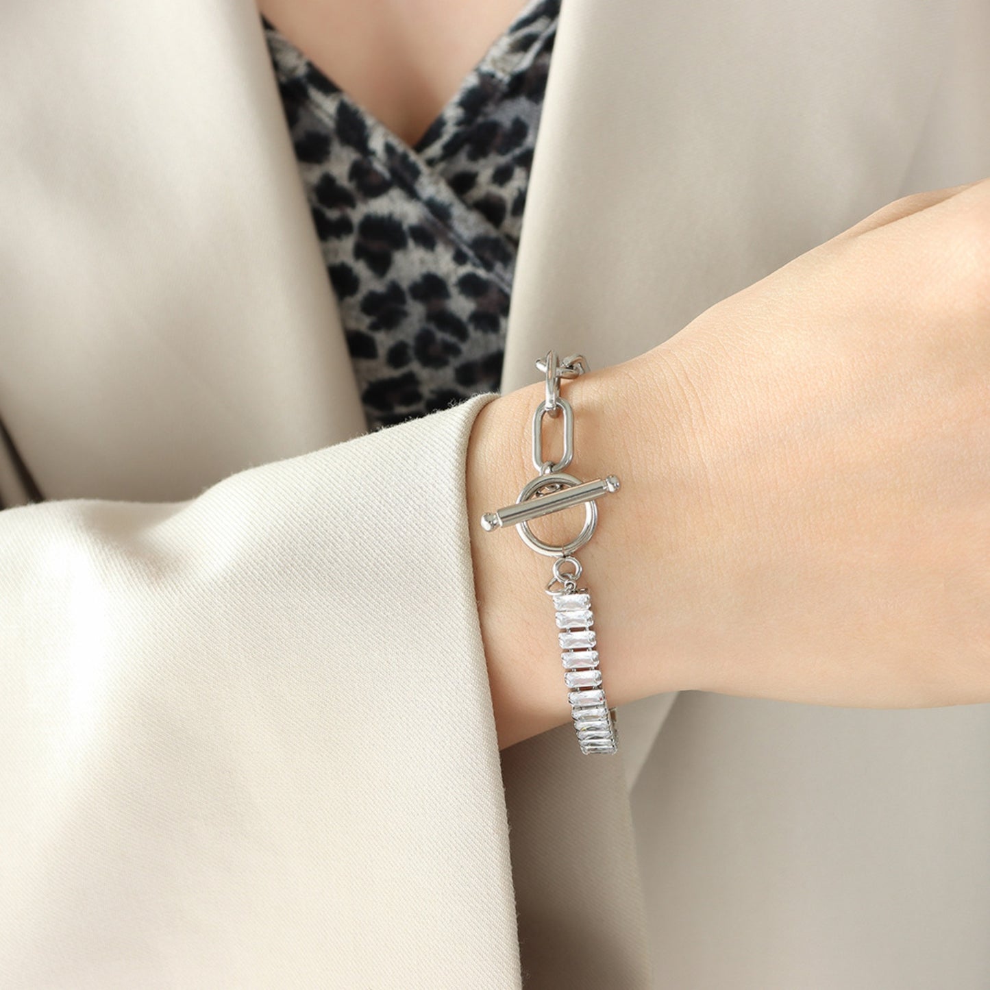 Zircon Titanium Steel Closure Bracelet - House of Binx