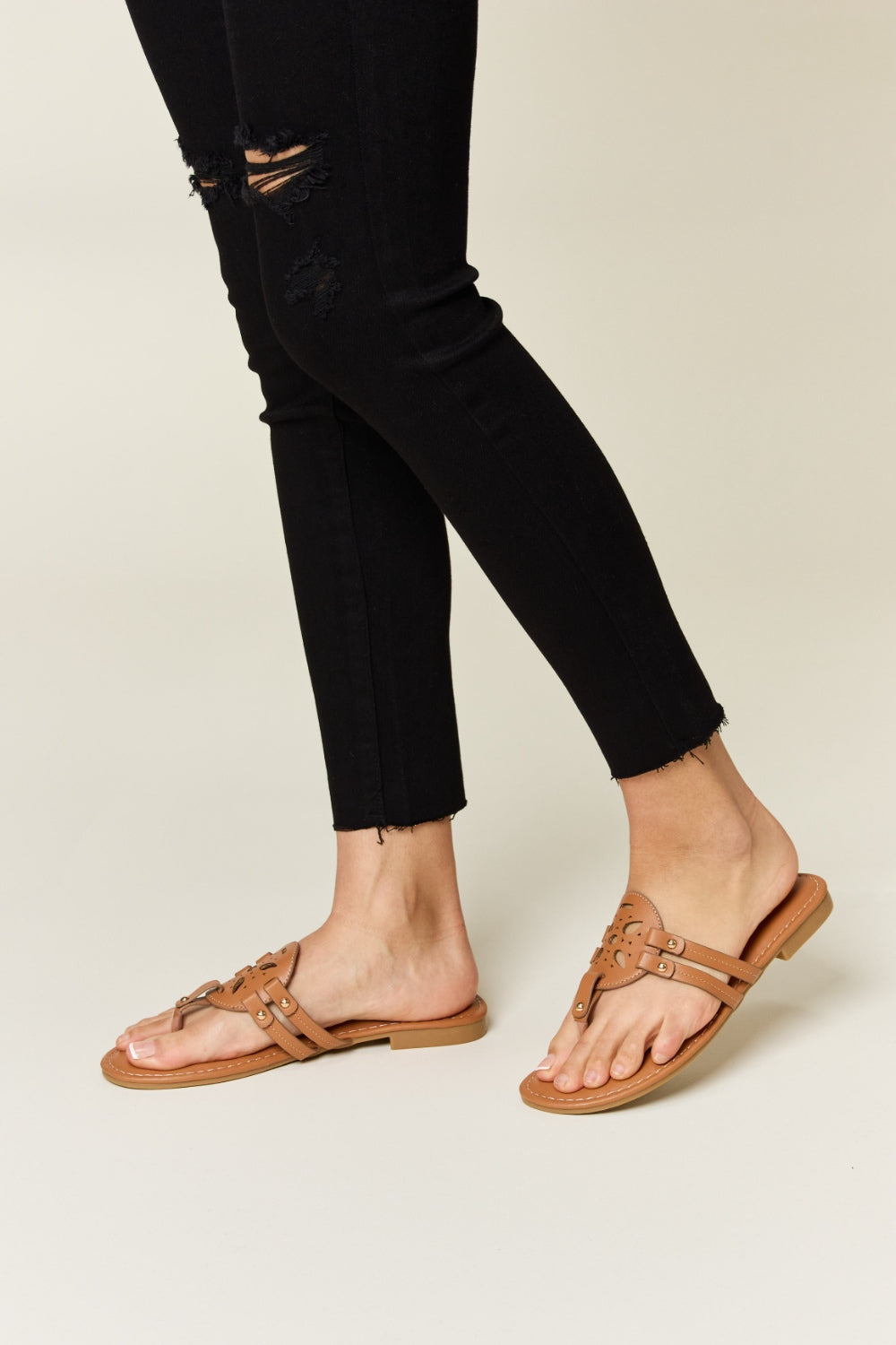 Forever Link Cutout PU Leather Open Toe Sandals - House of Binx