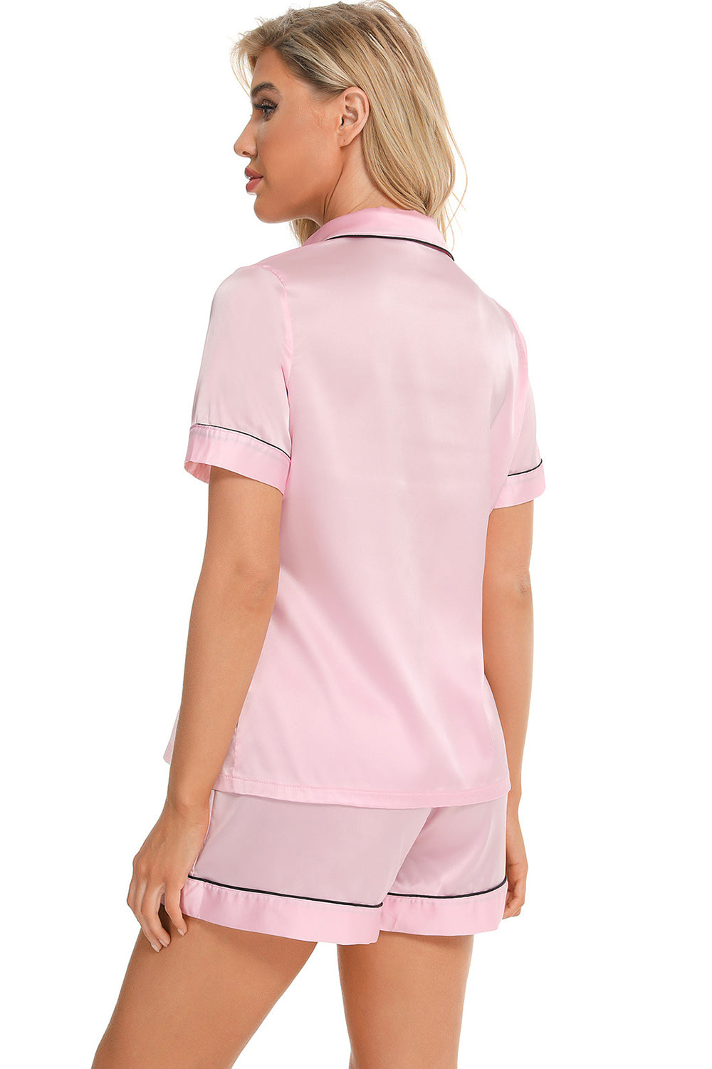 Printed Button Up Short Sleeve Top and Shorts Lounge Set - House of Binx