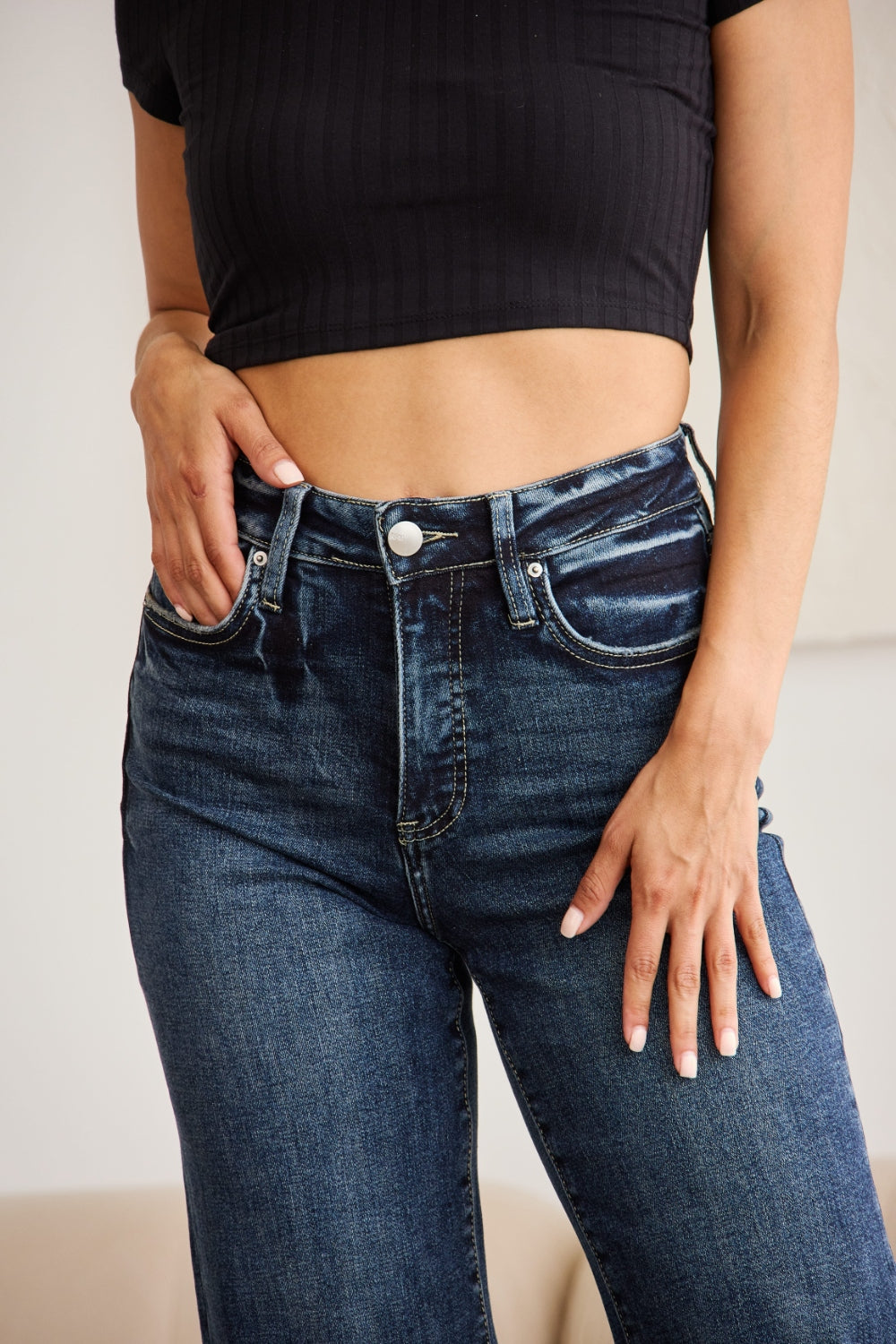 RFM Full Size Tummy Control High Waist Raw Hem Jeans - House of Binx
