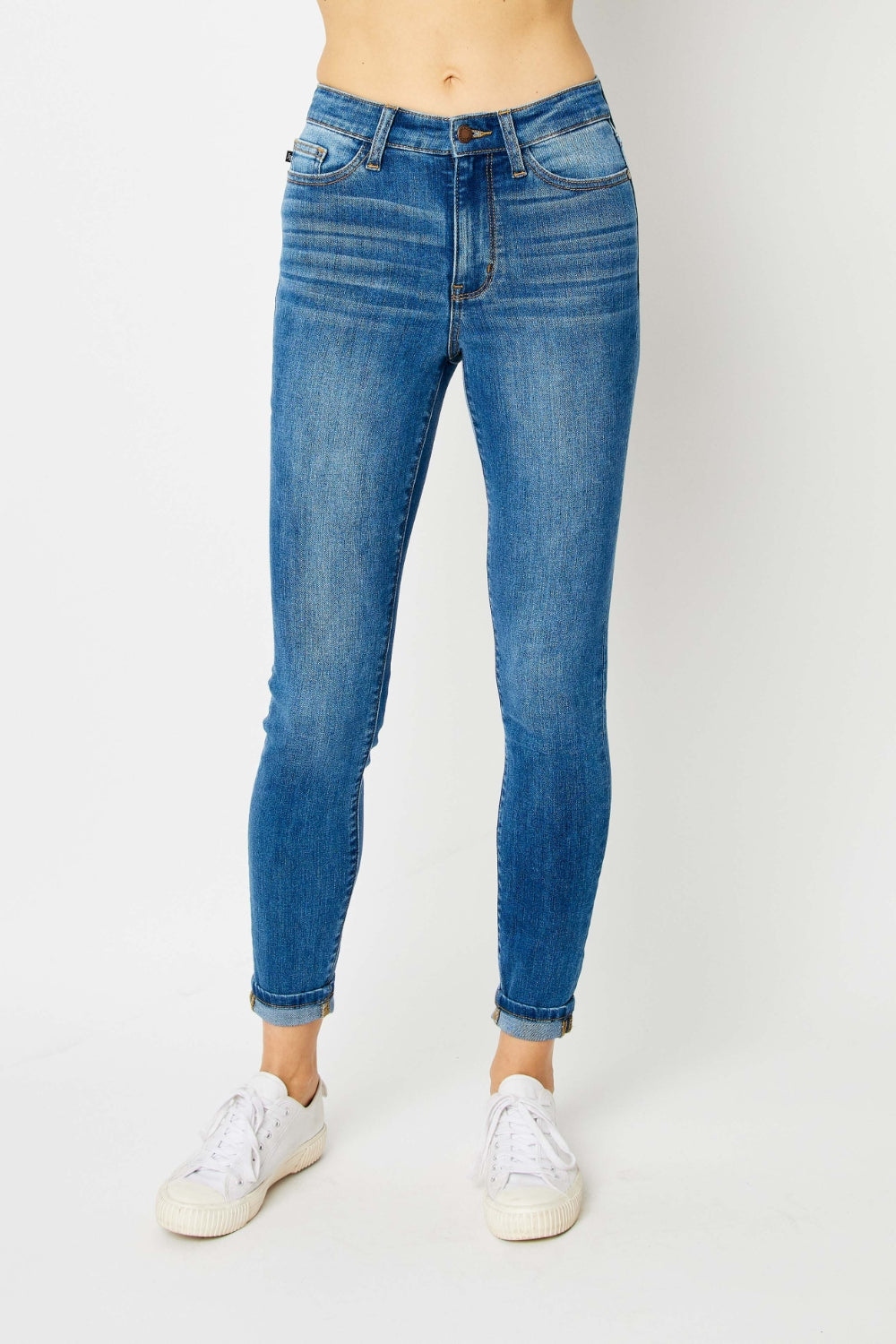 Judy Blue Full Size Cuffed Hem Skinny Jeans - House of Binx