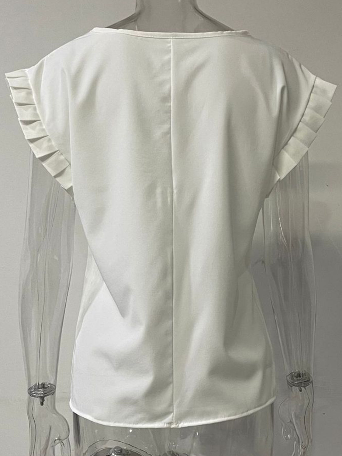 Ruffled Round Neck Cap Sleeve Blouse - House of Binx