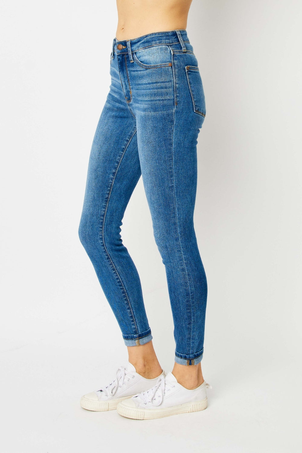 Judy Blue Full Size Cuffed Hem Skinny Jeans - House of Binx